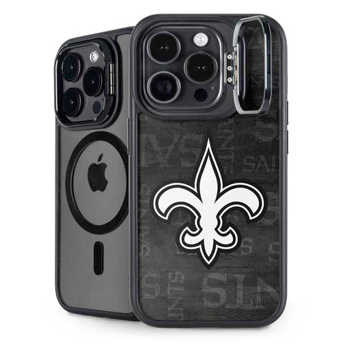 NFL New Orleans Saints Black & White iPhone 16 Pro Kickstand Case